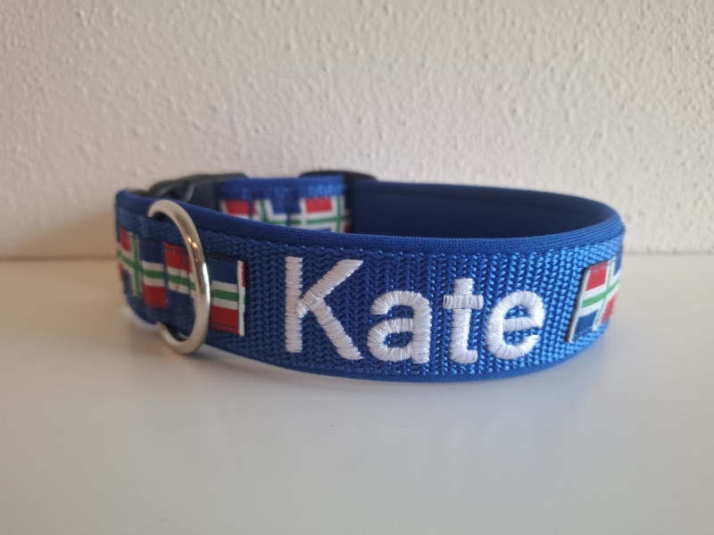 Naam Blauw halsband Groningse vlag