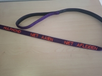 Lijn met tekst paars/neon oranje